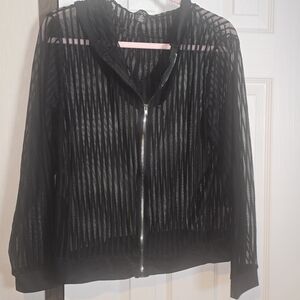 Love Black Sheer Bomber Jacket
